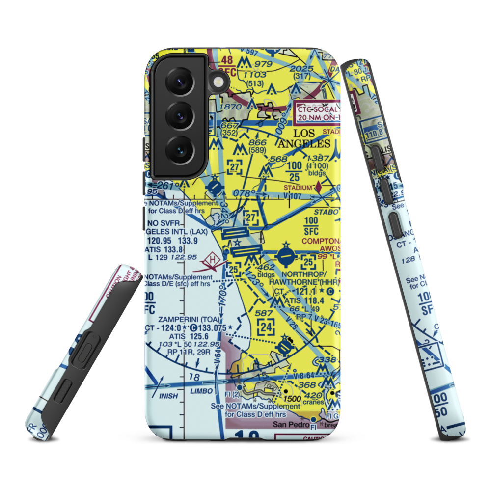 Los Angeles International Airport (LAX) VFR Sectional Samsung Phone Case Samsung Galaxy S22 Plus model shown