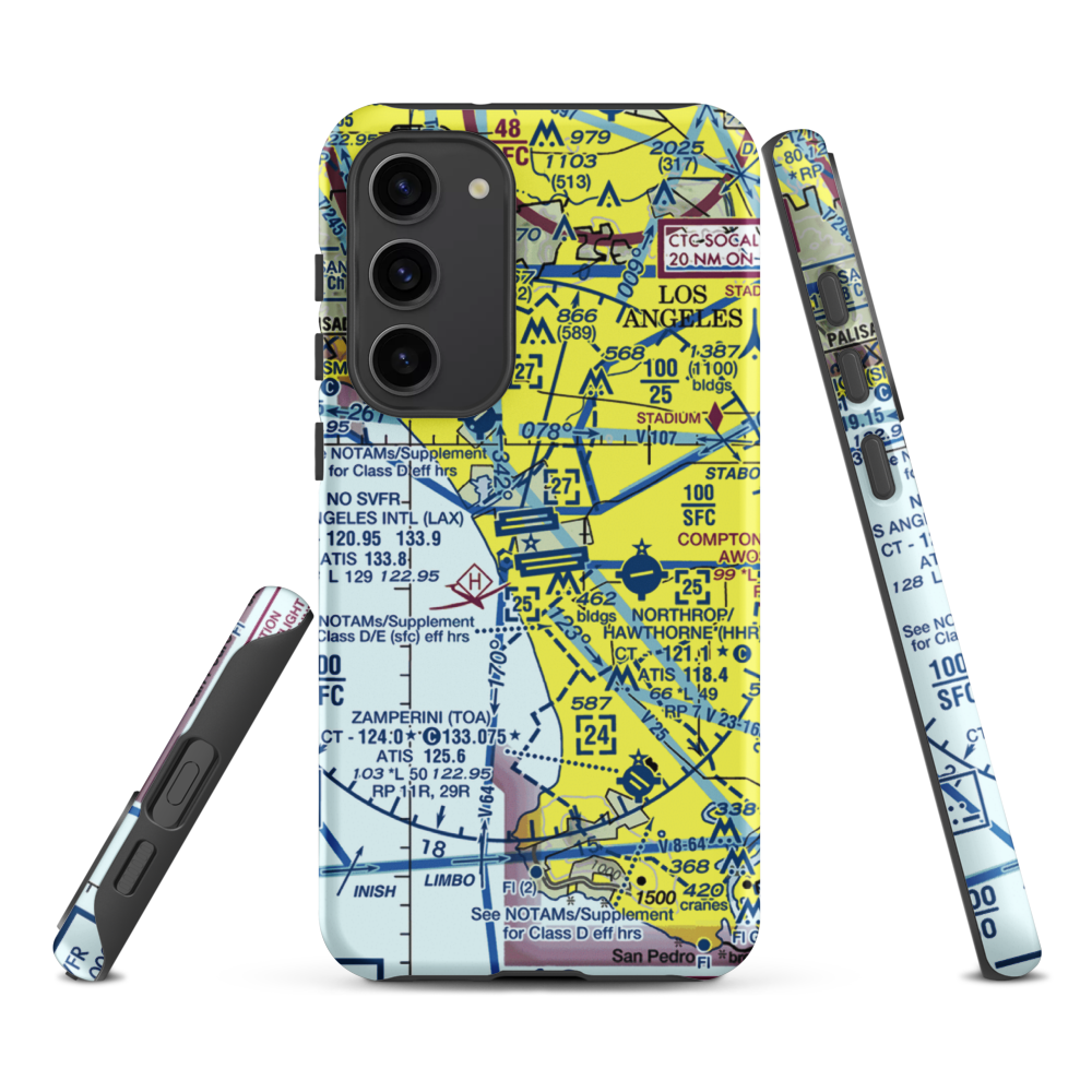 Los Angeles International Airport (LAX) VFR Sectional Samsung Phone Case Samsung Galaxy S23 Plus model shown