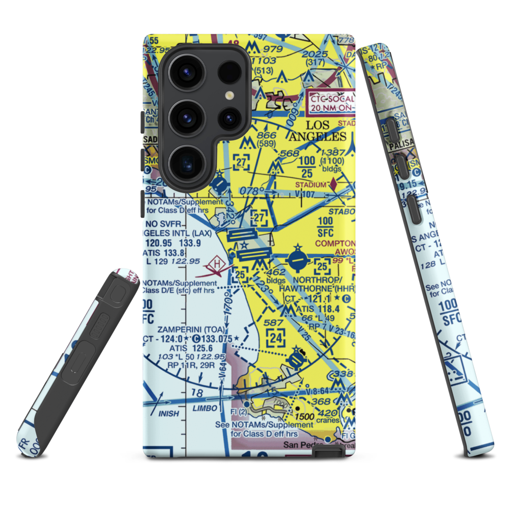 Los Angeles International Airport (LAX) VFR Sectional Samsung Phone Case Samsung Galaxy S23 Ultra model shown