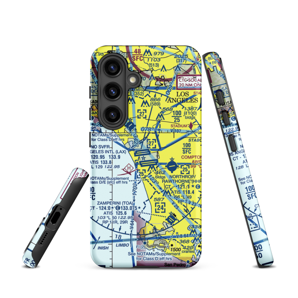 Los Angeles International Airport (LAX) VFR Sectional Samsung Phone Case Samsung Galaxy S24 model shown