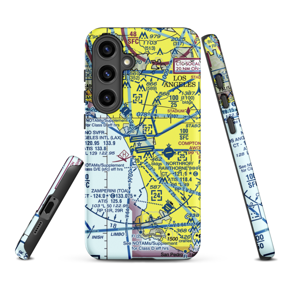 Los Angeles International Airport (LAX) VFR Sectional Samsung Phone Case Samsung Galaxy S24 Plus model shown