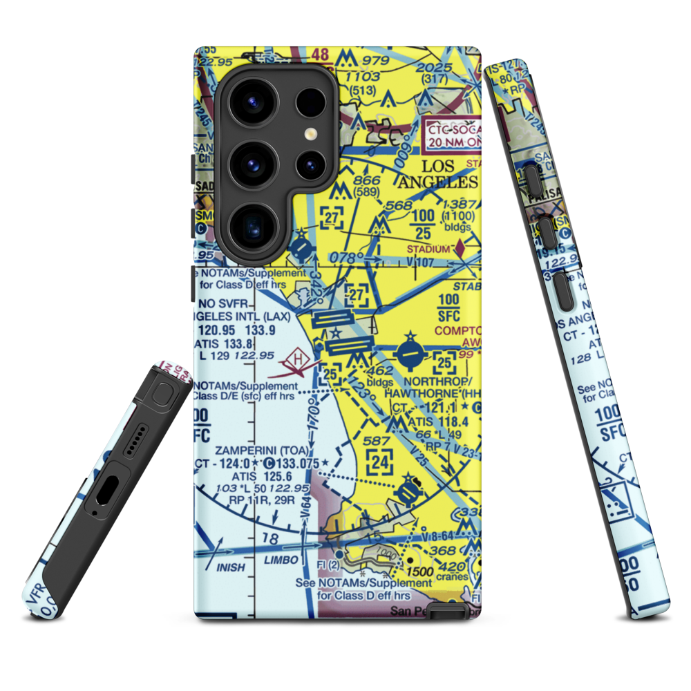 Los Angeles International Airport (LAX) VFR Sectional Samsung Phone Case Samsung Galaxy S24 Ultra model shown