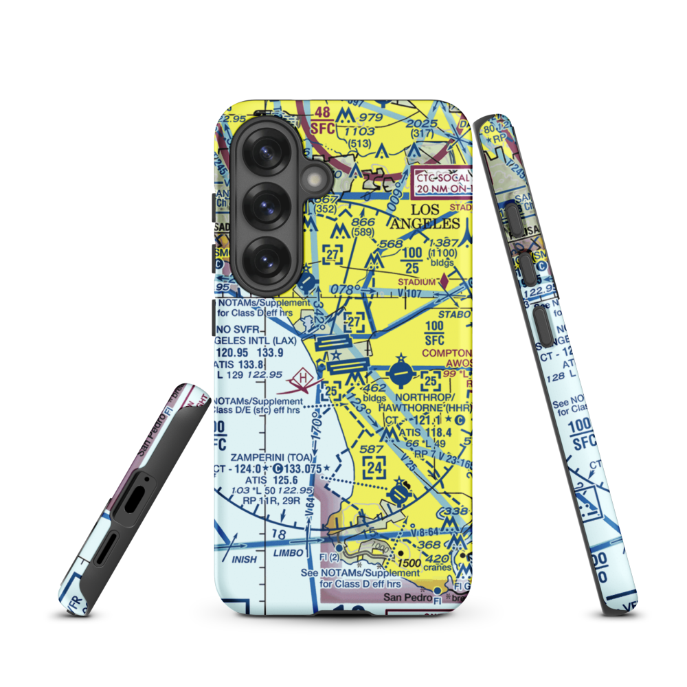 Los Angeles International Airport (LAX) VFR Sectional Samsung Phone Case Samsung Galaxy S25 model shown