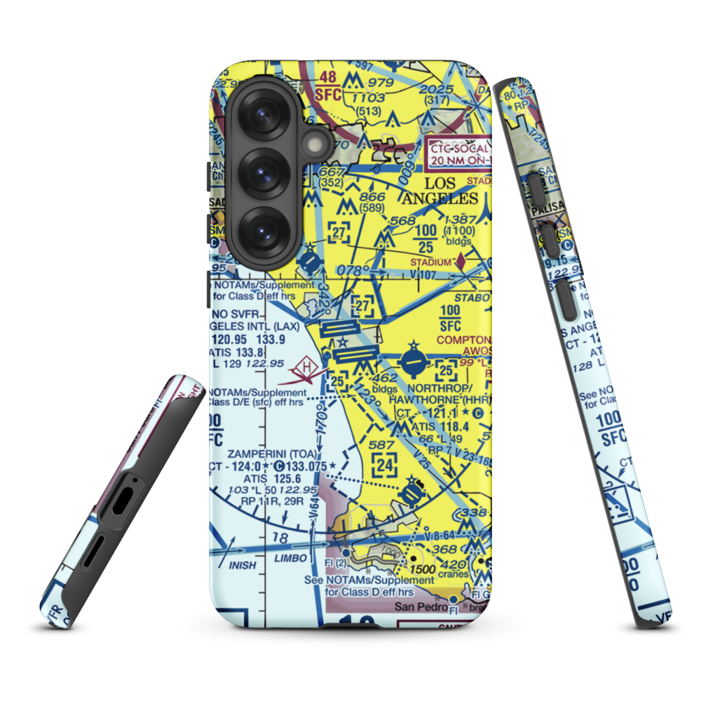 Los Angeles International Airport (LAX) VFR Sectional Samsung Phone Case Samsung Galaxy S25 Plus model shown