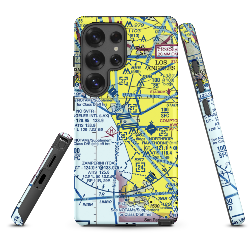 Los Angeles International Airport (LAX) VFR Sectional Samsung Phone Case Samsung Galaxy S25 Ultra model shown