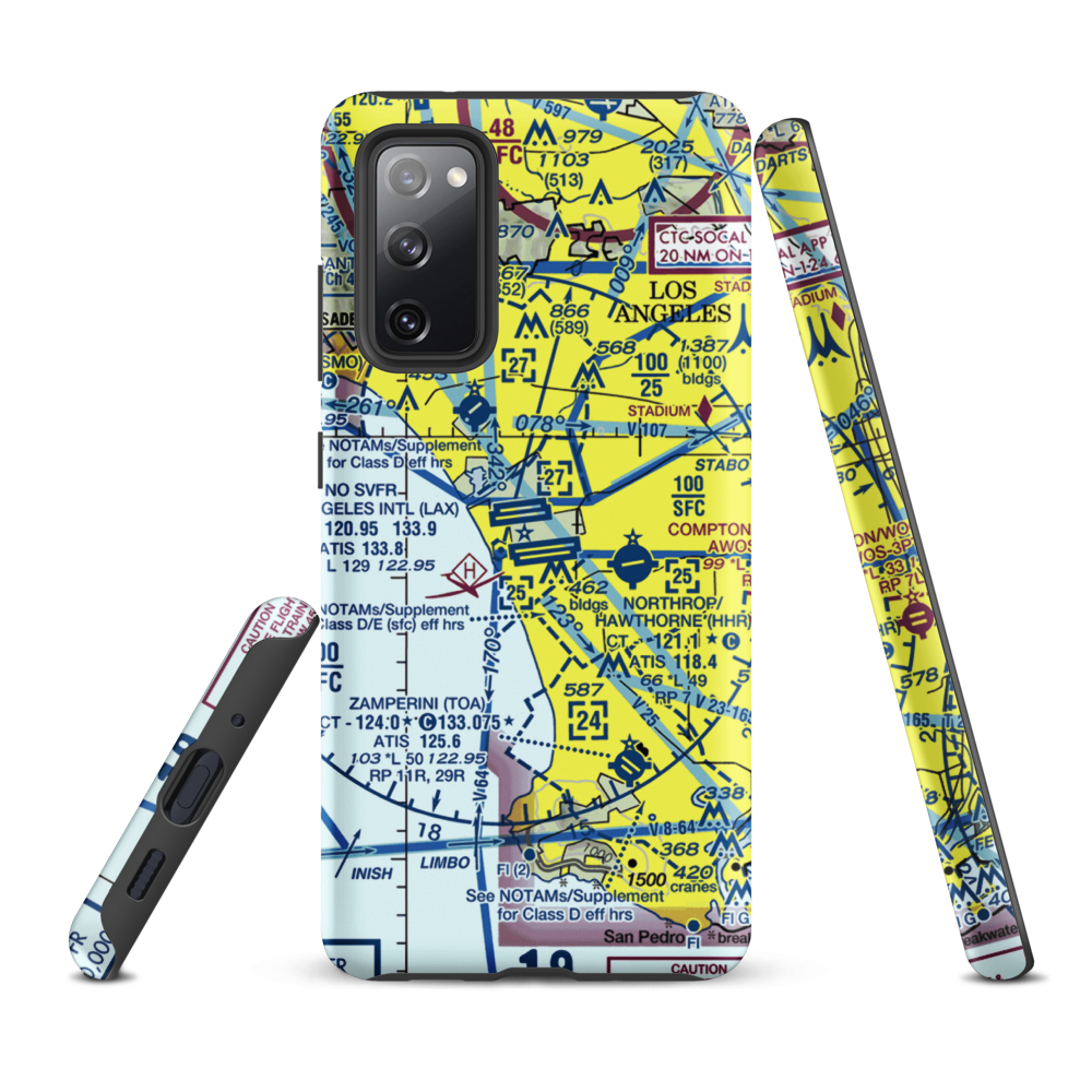 Los Angeles International Airport (LAX) VFR Sectional Samsung Phone Case Samsung Galaxy S20 FE model shown