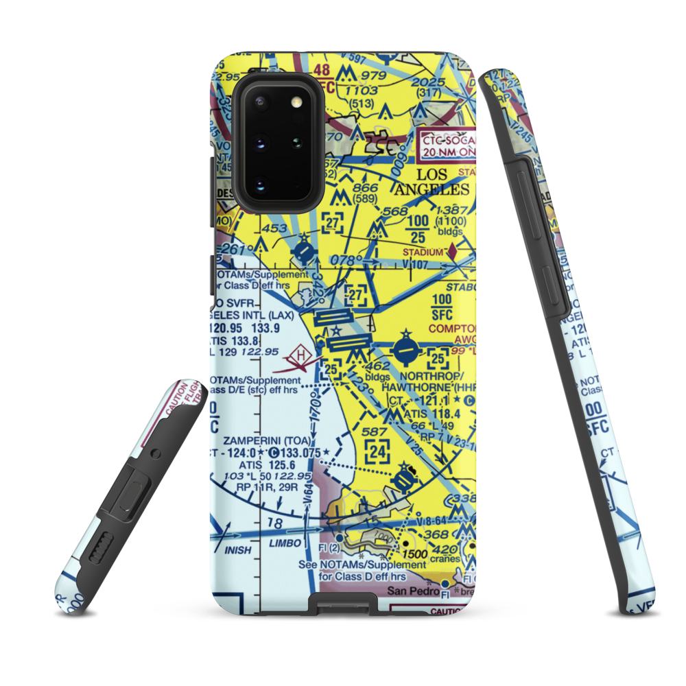 Los Angeles International Airport (LAX) VFR Sectional Samsung Phone Case Samsung Galaxy S20 Plus model shown