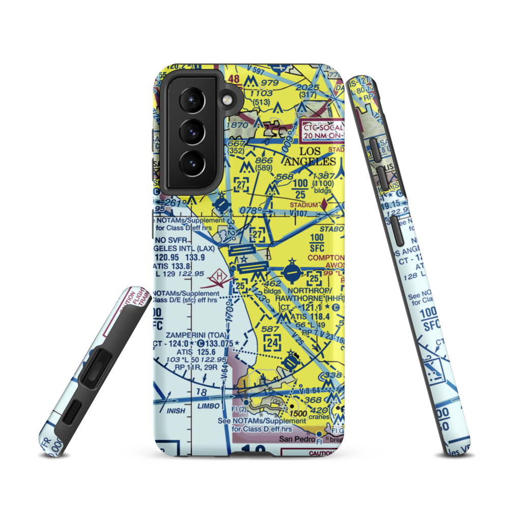 Los Angeles International Airport (LAX) VFR Sectional Samsung Phone Case Samsung Galaxy S21 model shown