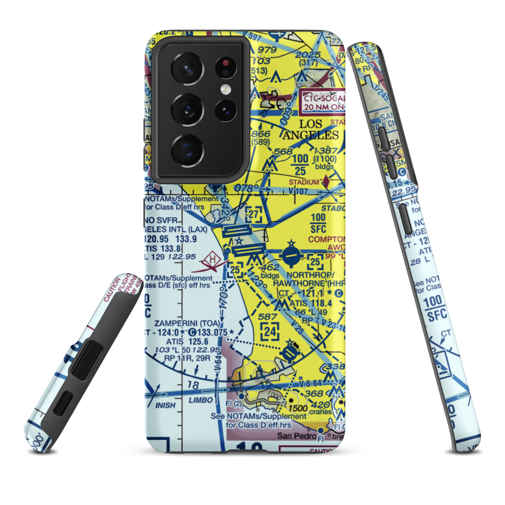 Los Angeles International Airport (LAX) VFR Sectional Samsung Phone Case Samsung Galaxy S21 Ultra model shown