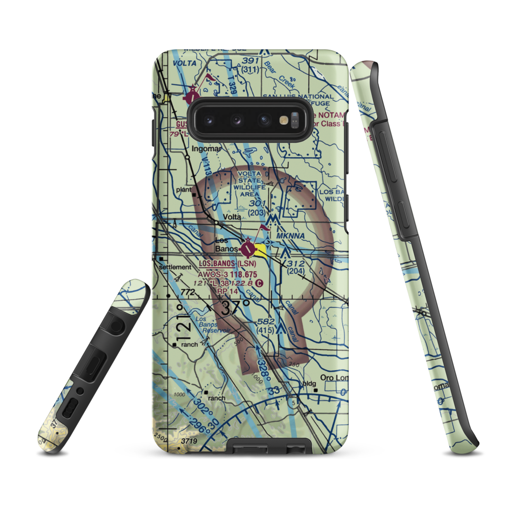 Los Banos Municipal Airport (LSN) VFR Sectional Samsung Phone Case Samsung Galaxy S10 Plus model shown