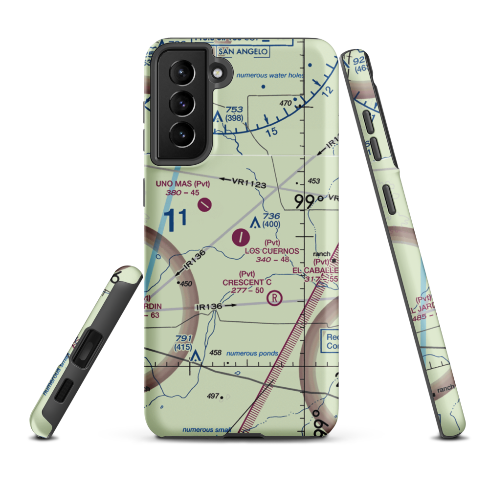 Los Cuernos Ranch Airport (XA08) VFR Sectional Samsung Phone Case Samsung Galaxy S21 Plus model shown