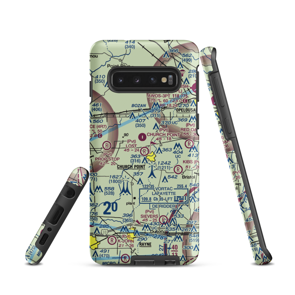 Lost Airfield (71LA) VFR Sectional Samsung Phone Case Samsung Galaxy S10 model shown