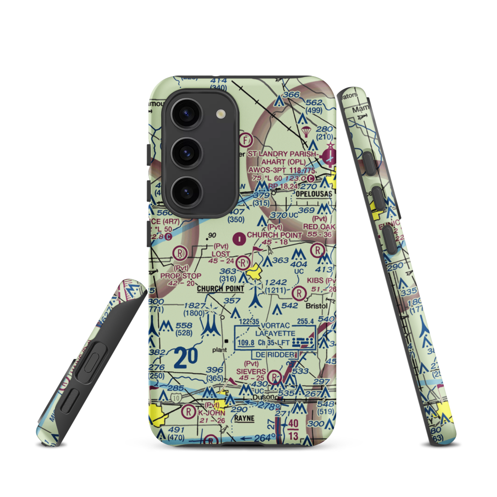 Lost Airfield (71LA) VFR Sectional Samsung Phone Case Samsung Galaxy S23 model shown