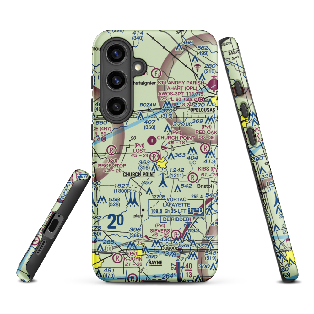 Lost Airfield (71LA) VFR Sectional Samsung Phone Case Samsung Galaxy S24 Plus model shown