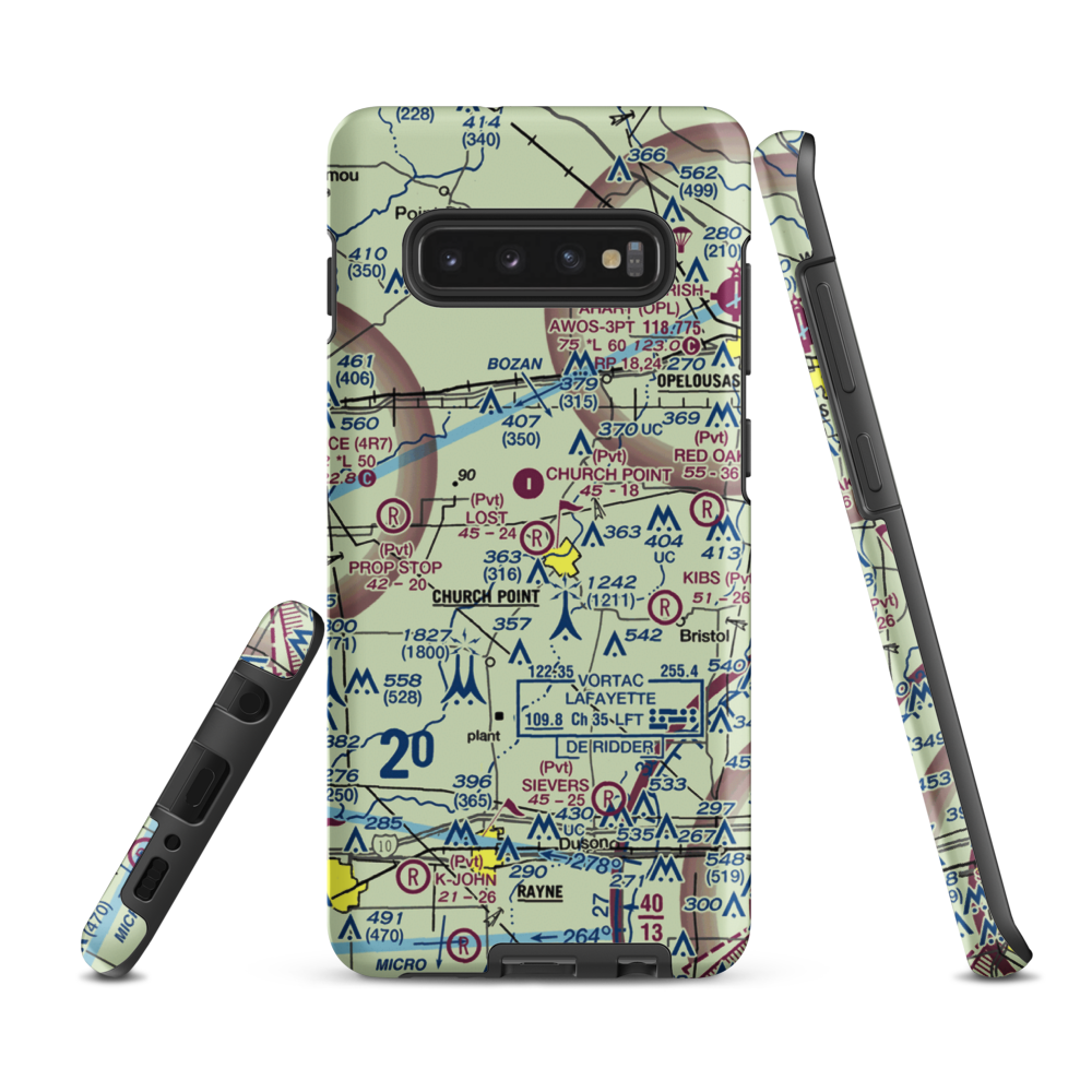 Lost Airfield (71LA) VFR Sectional Samsung Phone Case Samsung Galaxy S10 Plus model shown