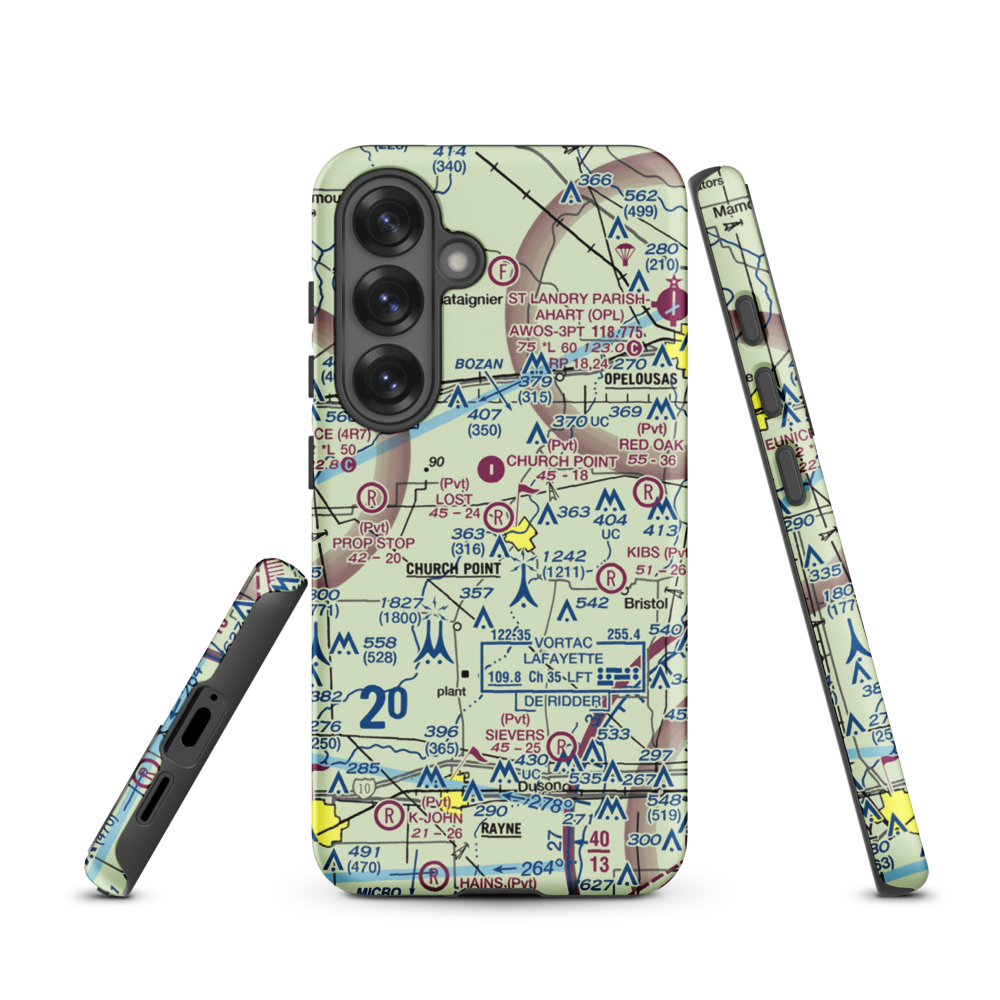 Lost Airfield (71LA) VFR Sectional Samsung Phone Case Samsung Galaxy S25 model shown