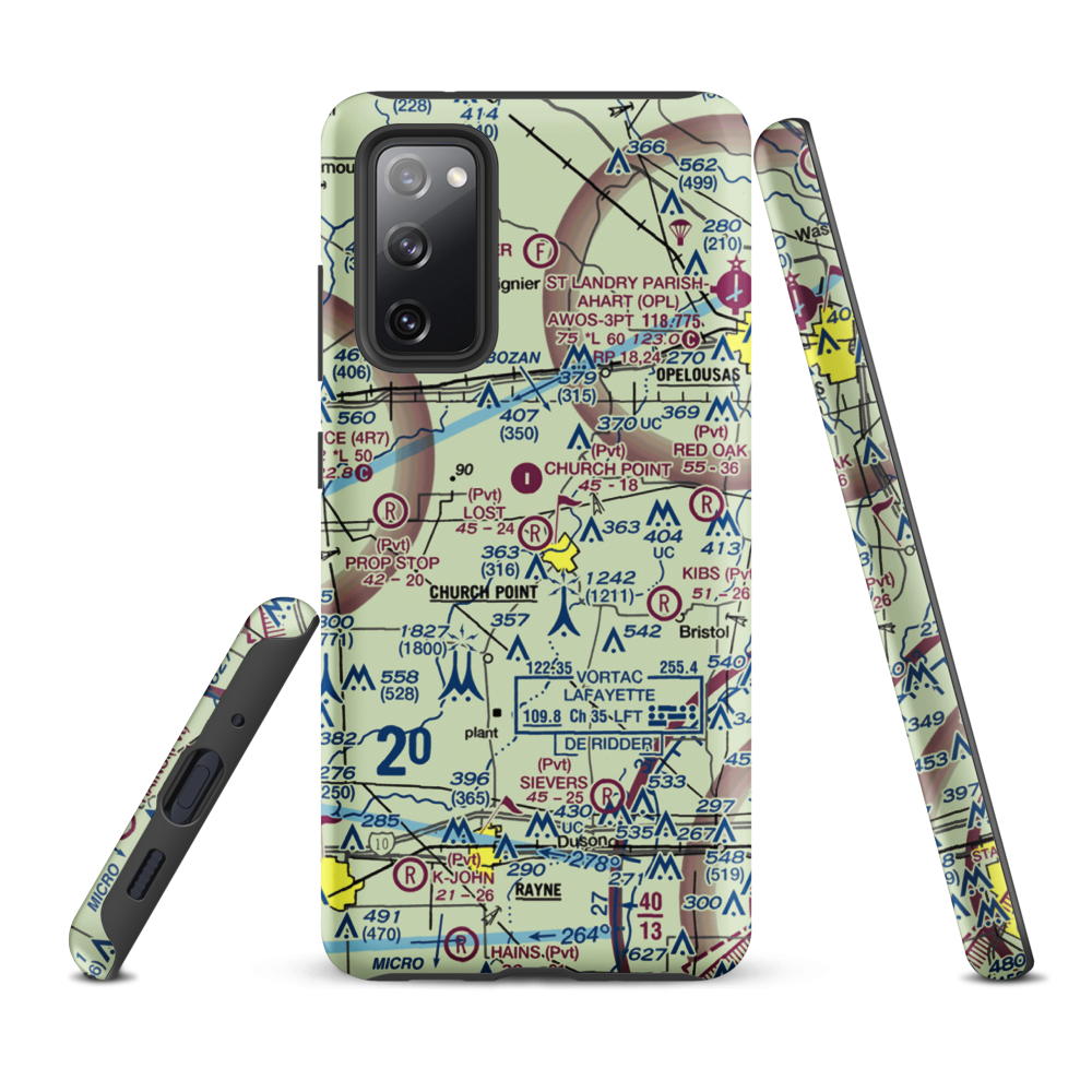 Lost Airfield (71LA) VFR Sectional Samsung Phone Case Samsung Galaxy S20 FE model shown