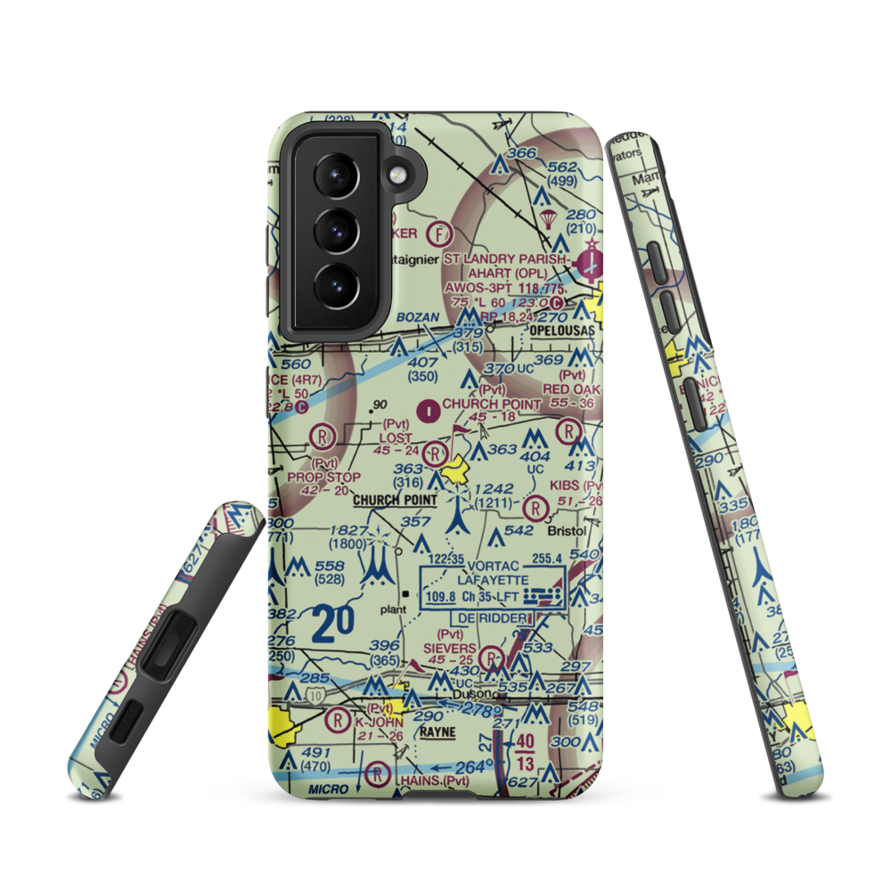 Lost Airfield (71LA) VFR Sectional Samsung Phone Case Samsung Galaxy S21 model shown