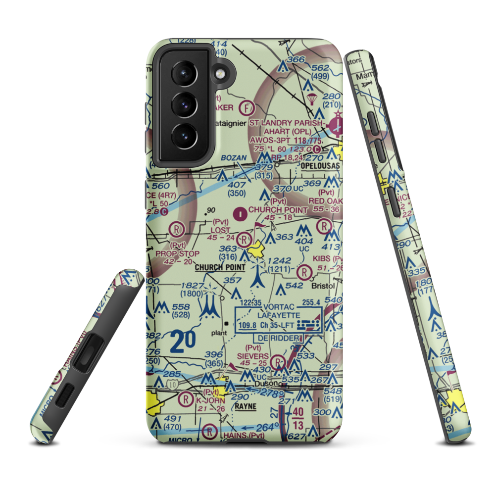 Lost Airfield (71LA) VFR Sectional Samsung Phone Case Samsung Galaxy S21 Plus model shown