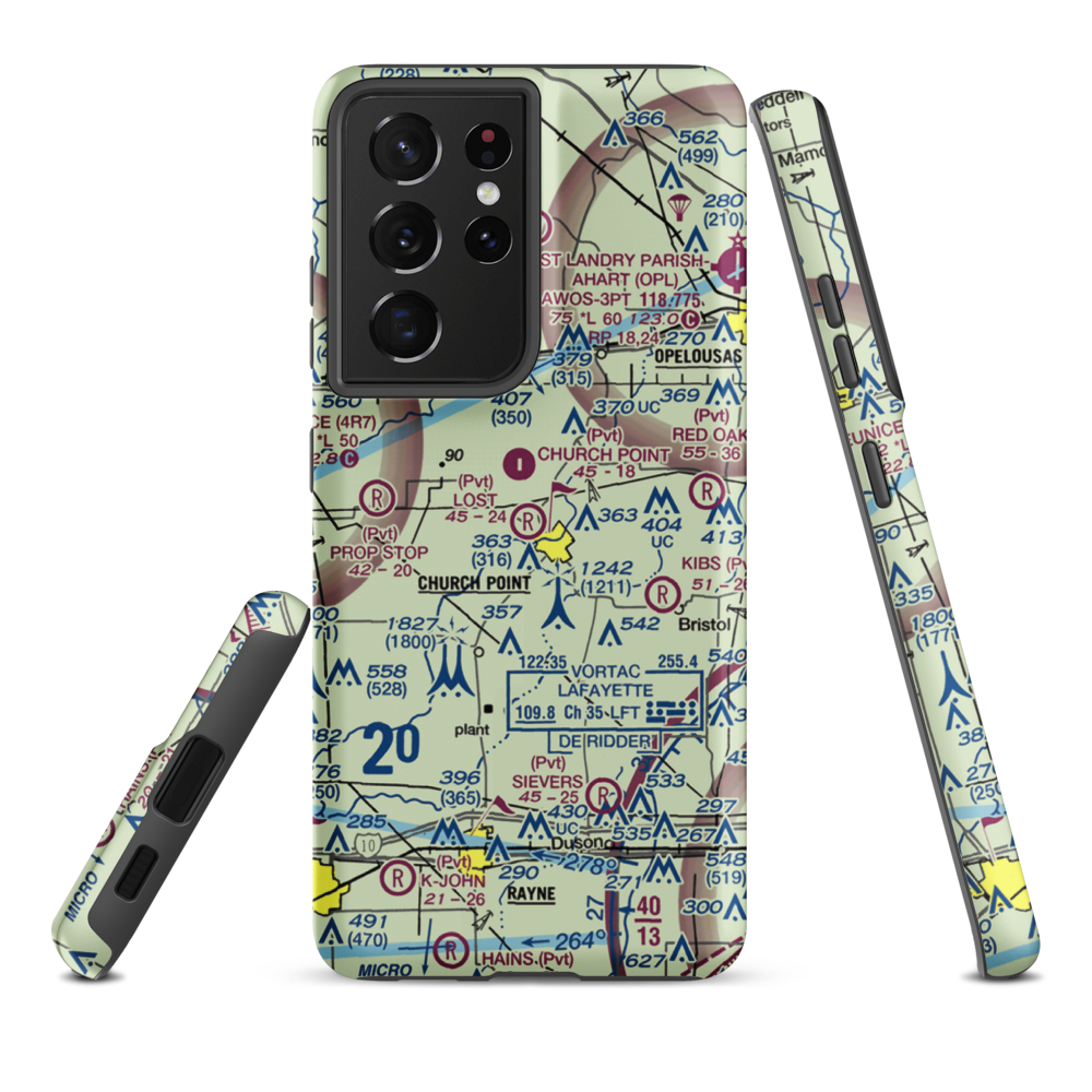 Lost Airfield (71LA) VFR Sectional Samsung Phone Case Samsung Galaxy S21 Plus model shown