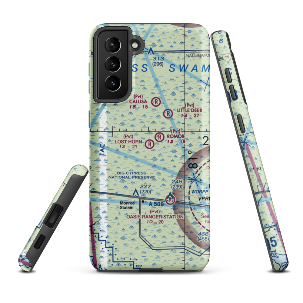 Lost Horn Ranch Airport (FA80) VFR Sectional Samsung Phone Case Samsung Galaxy S21 Plus model shown