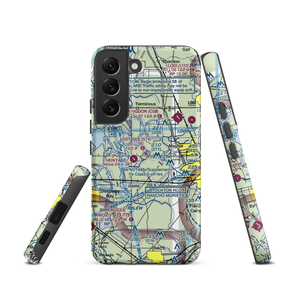 Lost Isle Seaplane Base (S74) VFR Sectional Samsung Phone Case Samsung Galaxy S22 model shown