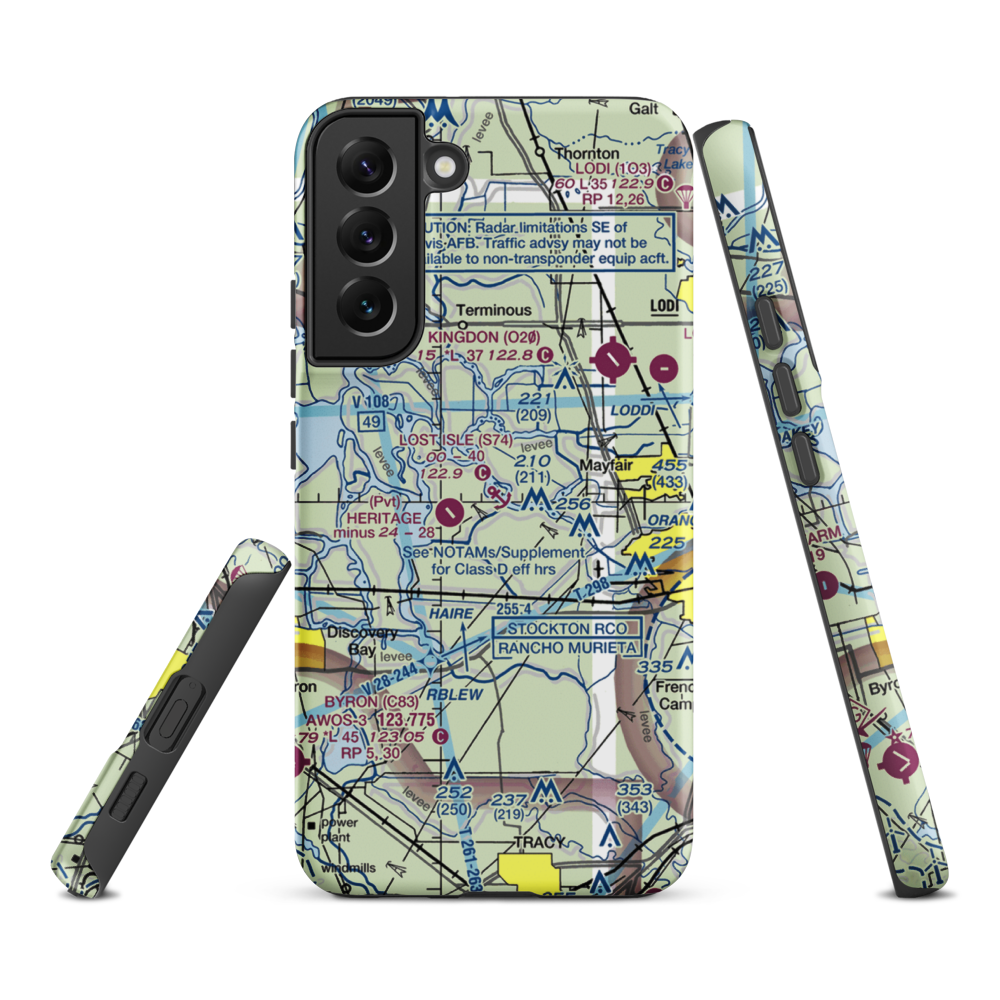 Lost Isle Seaplane Base (S74) VFR Sectional Samsung Phone Case Samsung Galaxy S22 Plus model shown