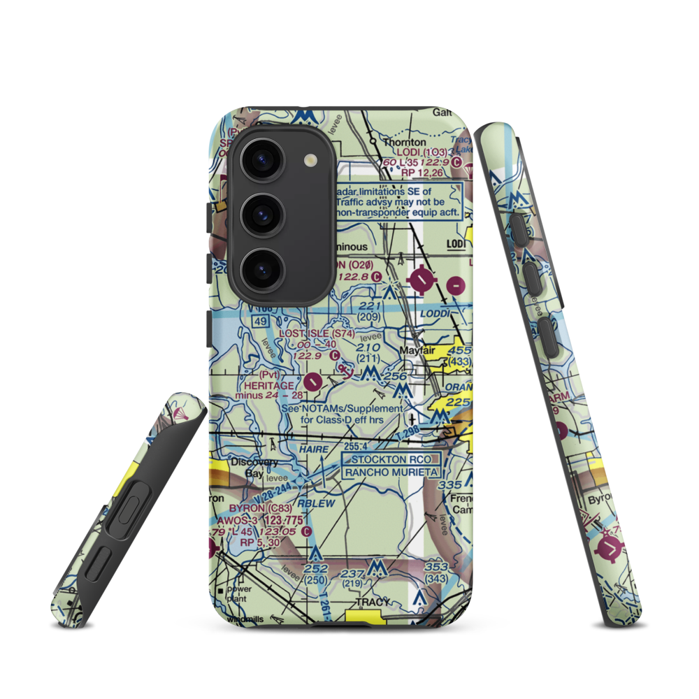 Lost Isle Seaplane Base (S74) VFR Sectional Samsung Phone Case Samsung Galaxy S23 model shown