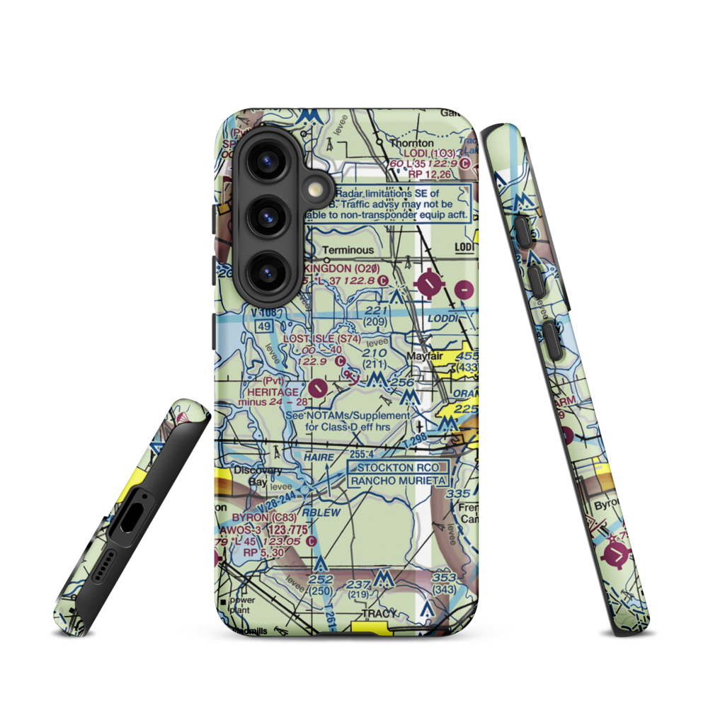 Lost Isle Seaplane Base (S74) VFR Sectional Samsung Phone Case Samsung Galaxy S24 model shown