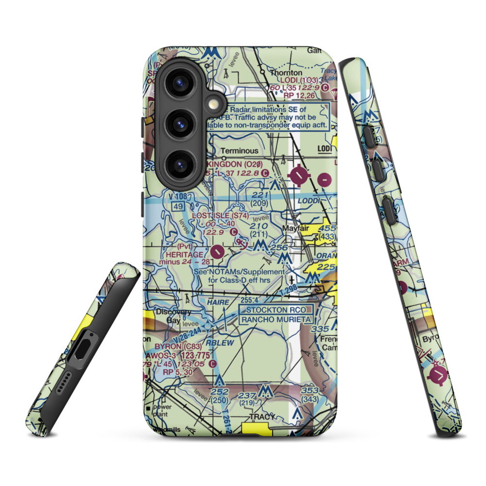 Lost Isle Seaplane Base (S74) VFR Sectional Samsung Phone Case Samsung Galaxy S24 Plus model shown