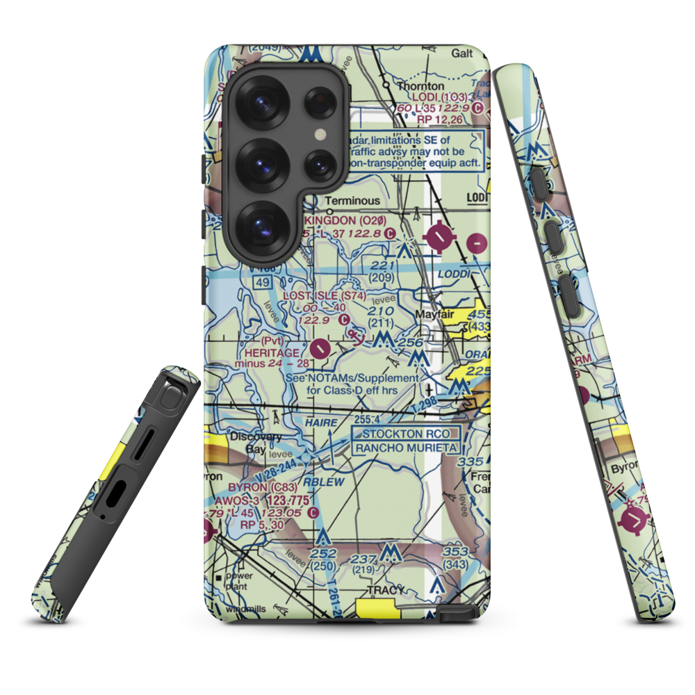 Lost Isle Seaplane Base (S74) VFR Sectional Samsung Phone Case Samsung Galaxy S25 Ultra model shown
