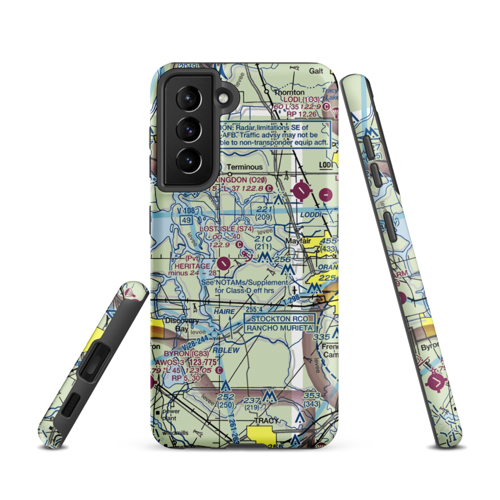 Lost Isle Seaplane Base (S74) VFR Sectional Samsung Phone Case Samsung Galaxy S21 model shown