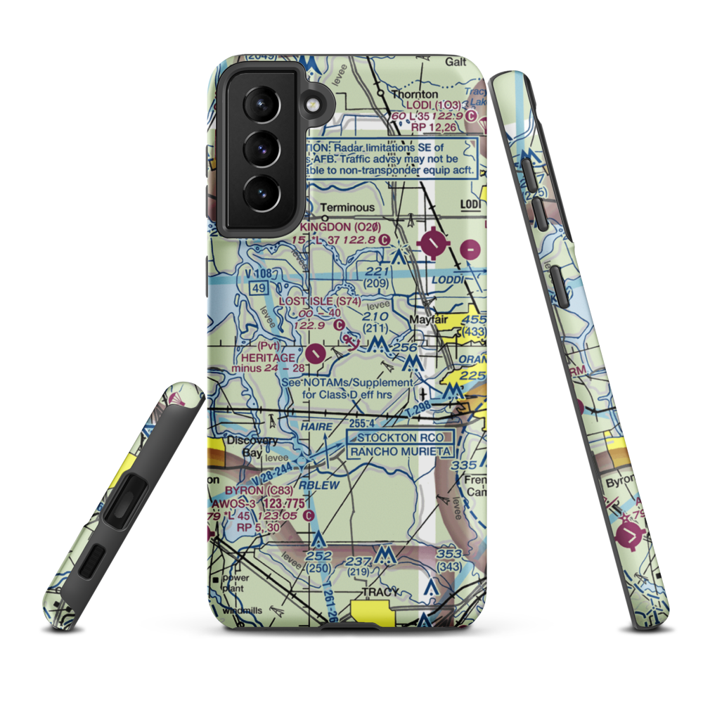Lost Isle Seaplane Base (S74) VFR Sectional Samsung Phone Case Samsung Galaxy S21 FE model shown