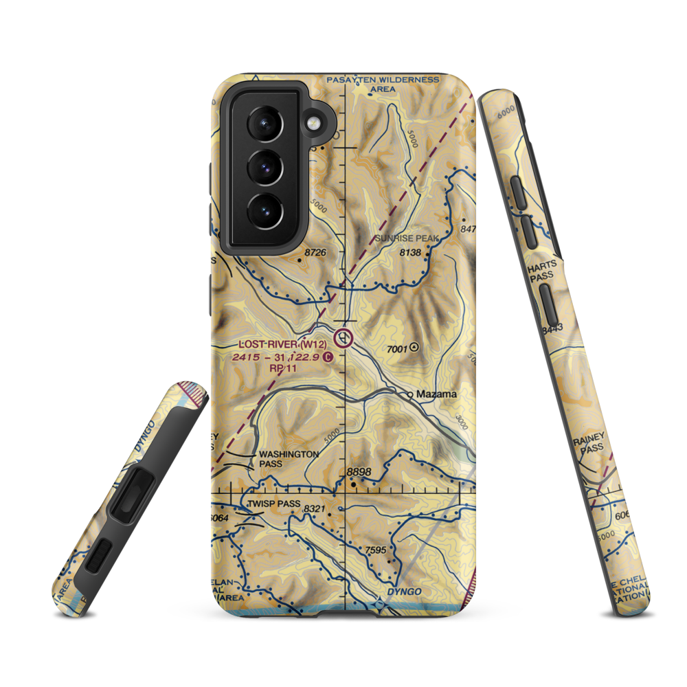 Lost River Airport (W12) VFR Sectional Samsung Phone Case Samsung Galaxy S21 FE model shown