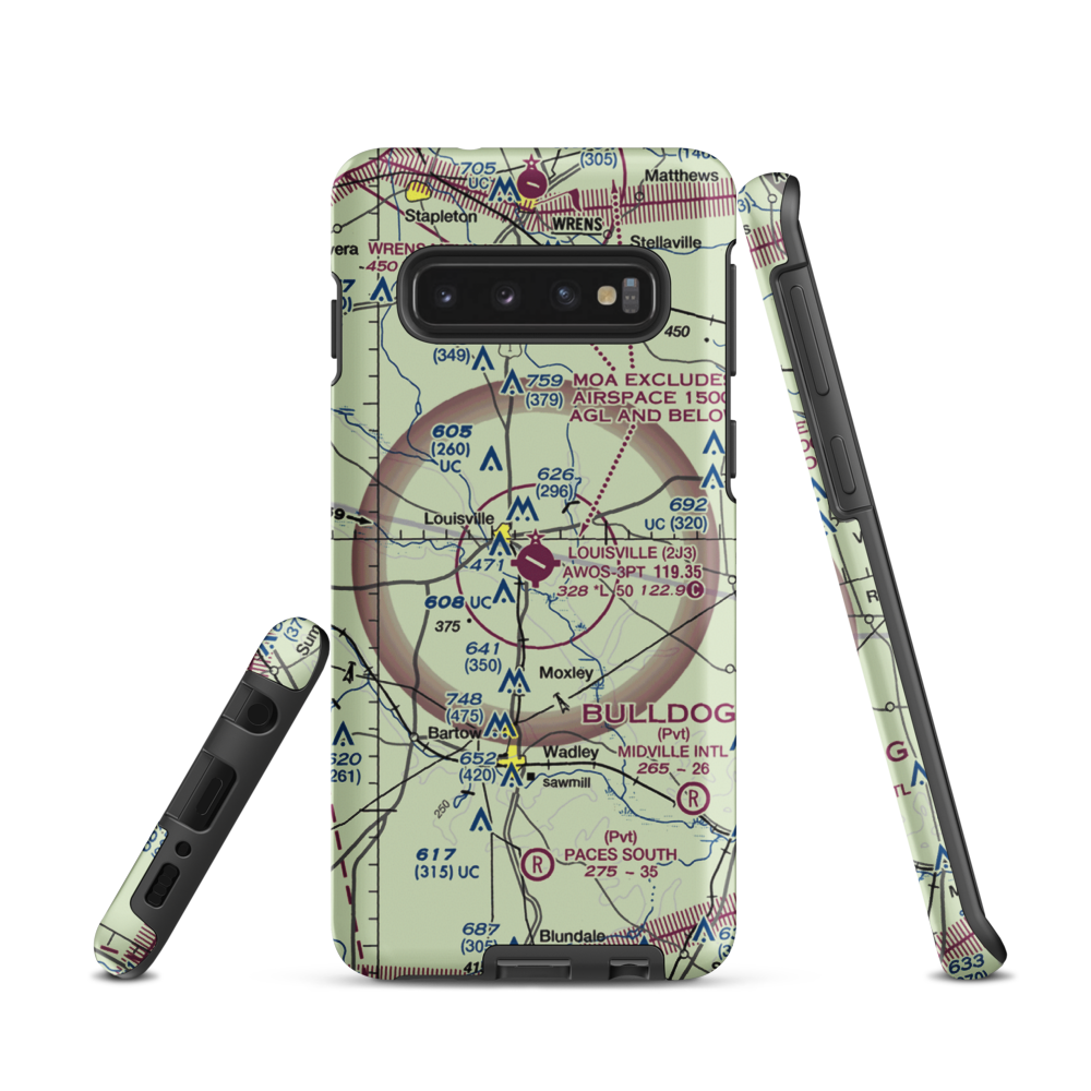 Louisville Municipal Airport (2J3) VFR Sectional Samsung Phone Case Samsung Galaxy S10 model shown