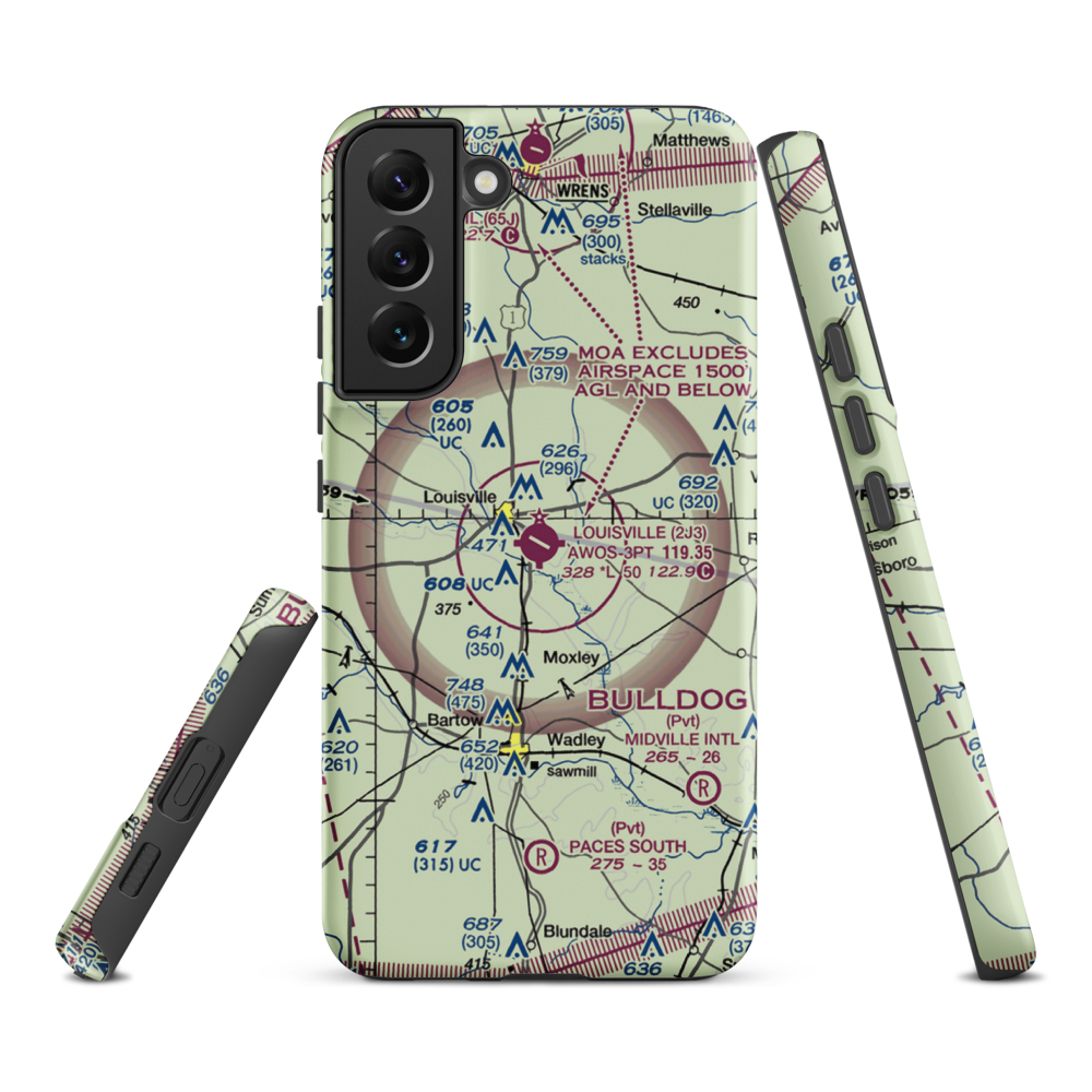 Louisville Municipal Airport (2J3) VFR Sectional Samsung Phone Case Samsung Galaxy S22 Plus model shown