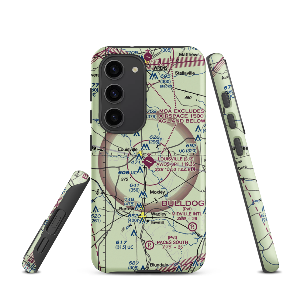 Louisville Municipal Airport (2J3) VFR Sectional Samsung Phone Case Samsung Galaxy S23 model shown