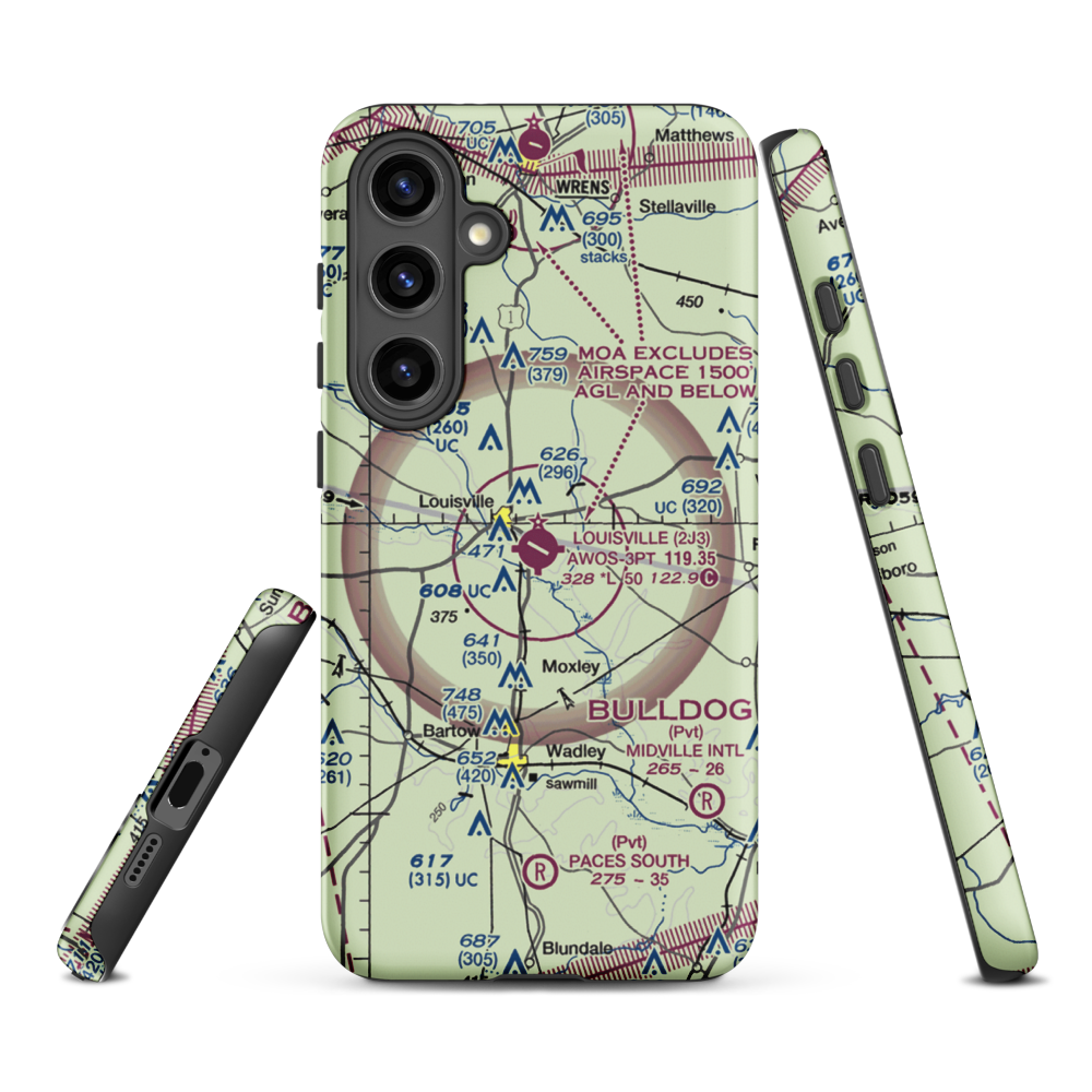 Louisville Municipal Airport (2J3) VFR Sectional Samsung Phone Case Samsung Galaxy S24 Plus model shown