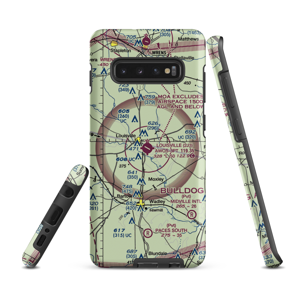 Louisville Municipal Airport (2J3) VFR Sectional Samsung Phone Case Samsung Galaxy S10e model shown