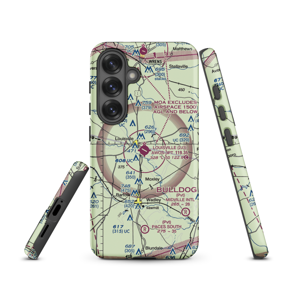 Louisville Municipal Airport (2J3) VFR Sectional Samsung Phone Case Samsung Galaxy S25 model shown