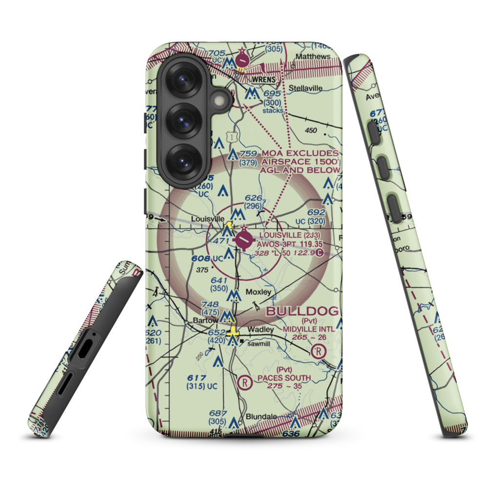 Louisville Municipal Airport (2J3) VFR Sectional Samsung Phone Case Samsung Galaxy S25 Plus model shown