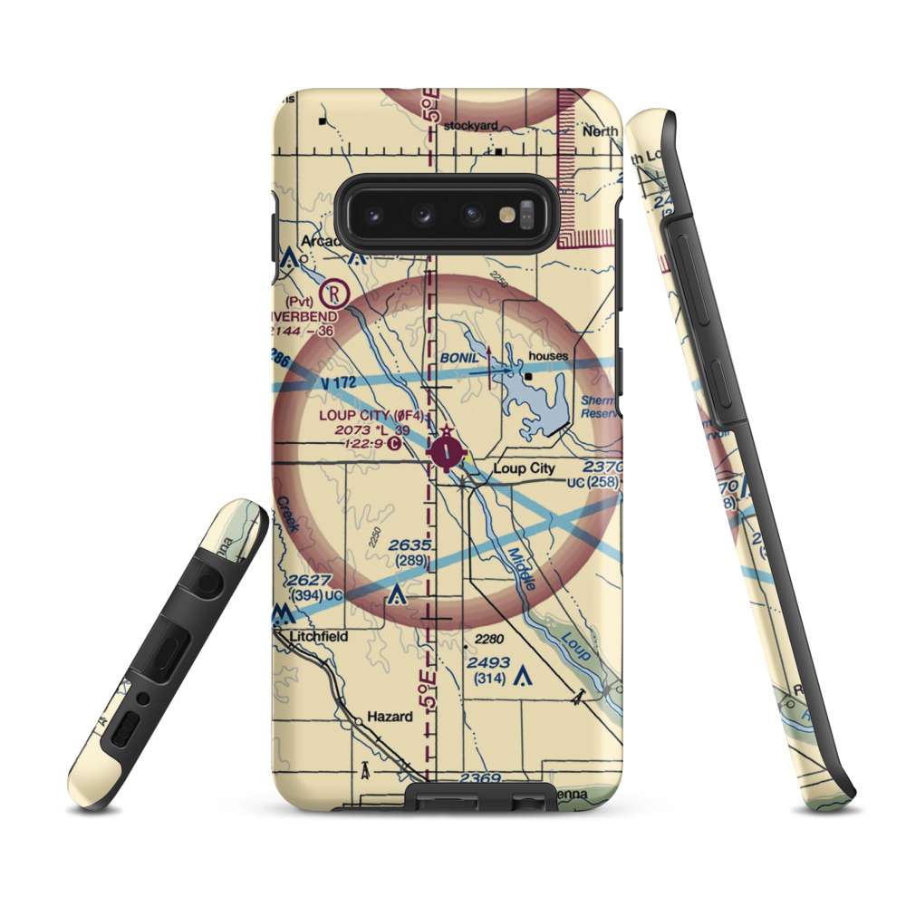 Loup City Municipal Airport (0F4) VFR Sectional Samsung Phone Case Samsung Galaxy S10e model shown