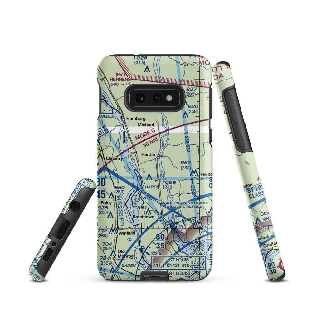 Low and Slow Airport (2IL6) VFR Sectional Samsung Phone Case Samsung Galaxy S10e model shown