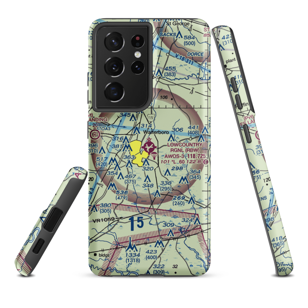 Lowcountry Regional Airport (RBW) VFR Sectional Samsung Phone Case Samsung Galaxy S21 Ultra model shown