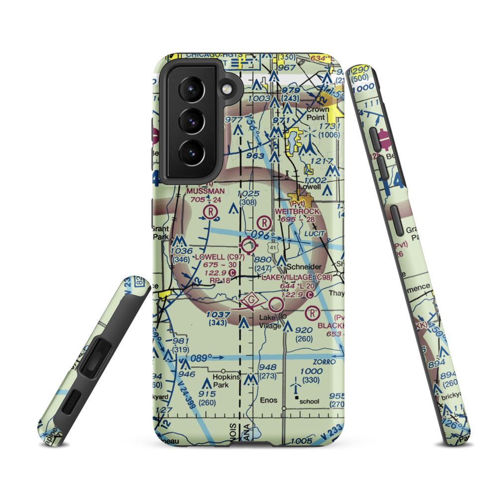 Lowell Airport (C97) VFR Sectional Samsung Phone Case Samsung Galaxy S21 FE model shown