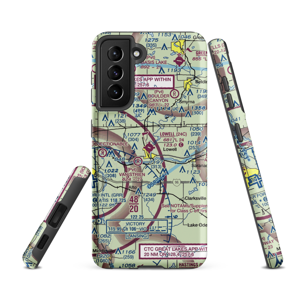 Lowell City Airport (24C) VFR Sectional Samsung Phone Case Samsung Galaxy S21 FE model shown