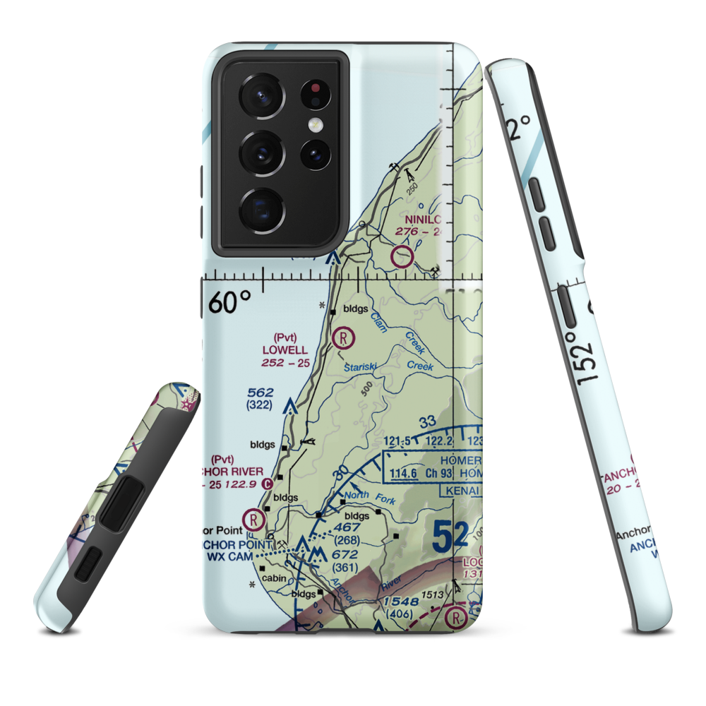 Lowell Field (00AK) VFR Sectional Samsung Phone Case Samsung Galaxy S21 Ultra model shown
