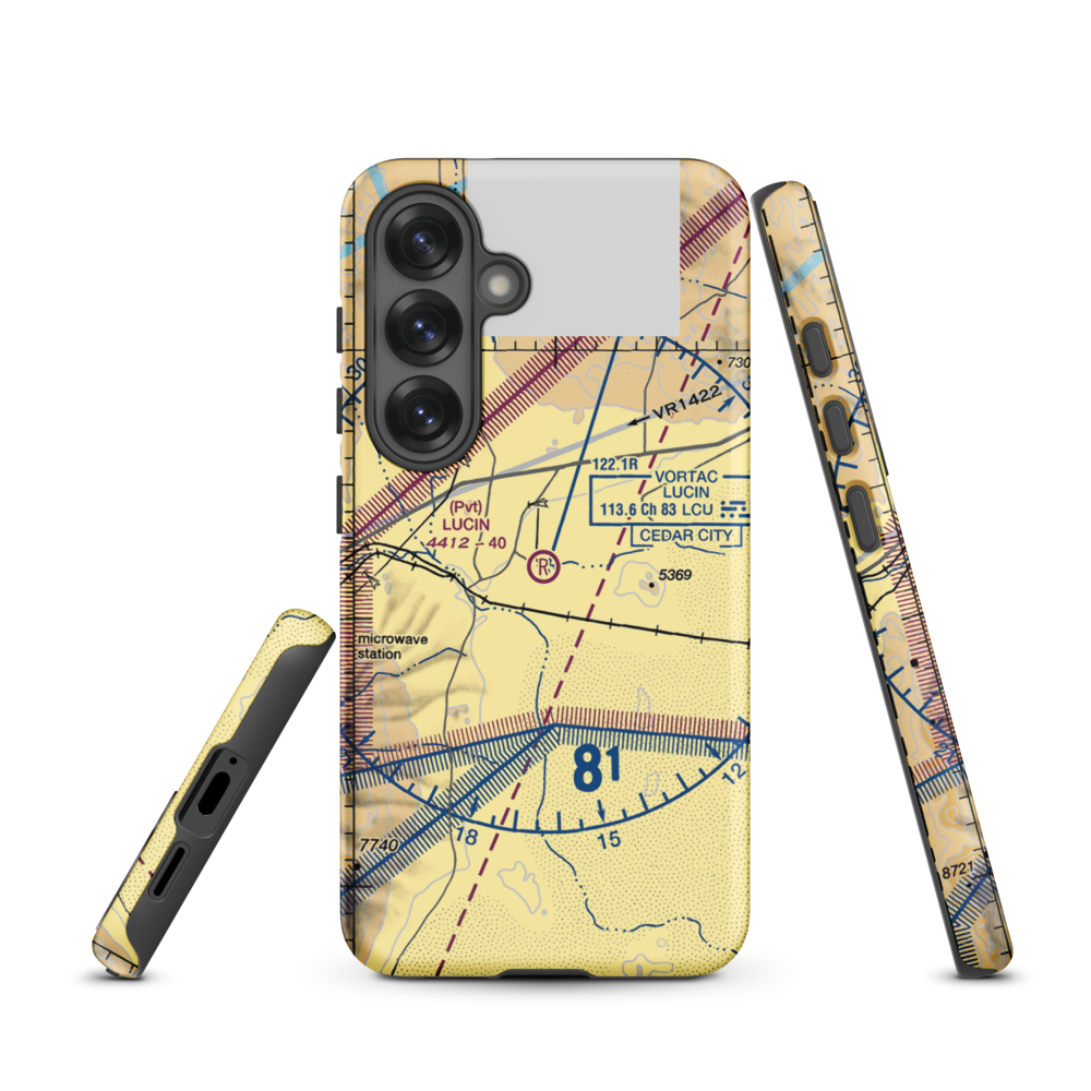 Lucin Airport (02UT) VFR Sectional Samsung Phone Case Samsung Galaxy S25 model shown