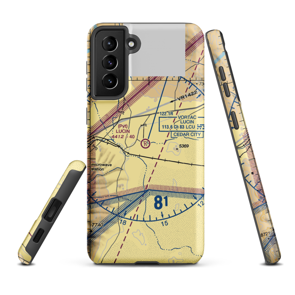 Lucin Airport (02UT) VFR Sectional Samsung Phone Case Samsung Galaxy S21 FE model shown