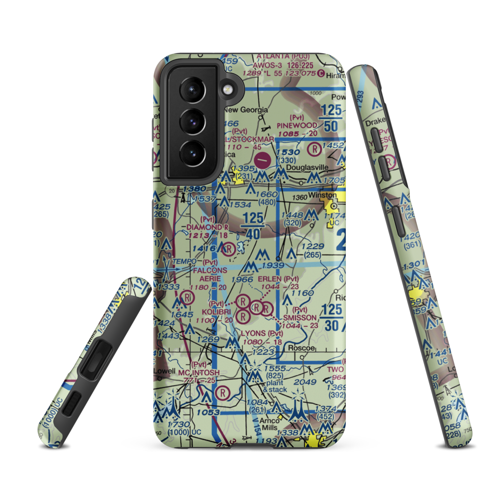 Lucky Lairds Landing Airport (81GA) VFR Sectional Samsung Phone Case Samsung Galaxy S21 FE model shown